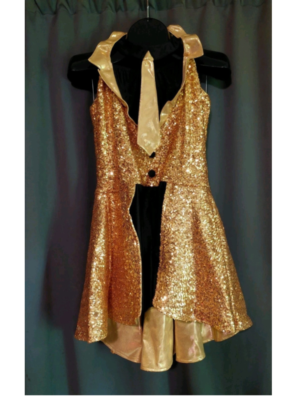 Revolution Dance Costume RC25774 Gold Sequins Tie Tuxedo Style LA Large Adult